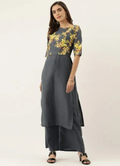 Grey N Yellow Printed Rayon Boat Neck Kurta Set After Six Wear 10 Grey N Yellow Printed Rayon Boat Neck Kurta Set After Six Wear -Mahra Clothing Shop grey n yellow printed rayon boat neck kurta set KSBS02009855 u