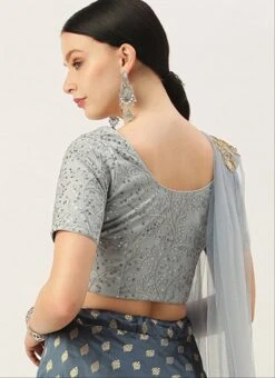 Grey Net Sequins Blouse Festive Wear 7 Grey Net Sequins Blouse Festive Wear -Mahra Clothing Shop grey net sequins blouse BLBS02305282 b
