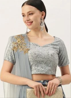 Grey Net Sequins Blouse Festive Wear 6 Grey Net Sequins Blouse Festive Wear -Mahra Clothing Shop grey net sequins blouse BLBS02305282 u