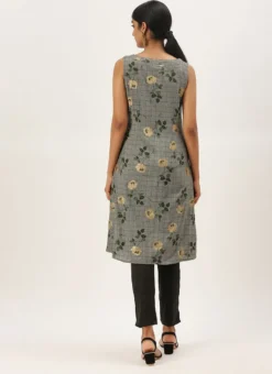 Grey Rayon Kurta Narrow Straight Pant Set Work Wear 11 Grey Rayon Kurta Narrow Straight Pant Set Work Wear -Mahra Clothing Shop grey rayon kurta narrow straight pant set KSBS02009856 b