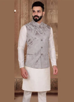 Grey Silk Nehru Jacket -Mahra Clothing Shop grey silk nehru jacket jmkmdc7160 b