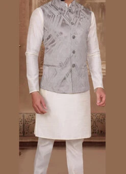 Grey Silk Nehru Jacket