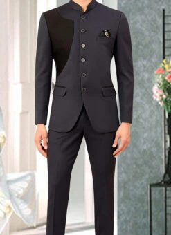 Grey Terry Rayon Bandhgala Suit