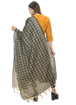 Handloom Cotton Black Weaving Work Dupatta Work Wear -Mahra Clothing Shop handloom cotton black weaving work dupatta dpdmimfd082 b