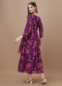 Hot Pink Faux Georgette Digital Print Fit And Flare Dress After Six Wear -Mahra Clothing Shop hot pink faux georgette digital print fit and flare dress drssck6004 b