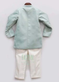 Ice Blue Cotton Silk Embroidered Boys Kurta Pyjama -Mahra Clothing Shop ice blue cotton silk embroidered boys kurta pyjama kdbdfk2164 b