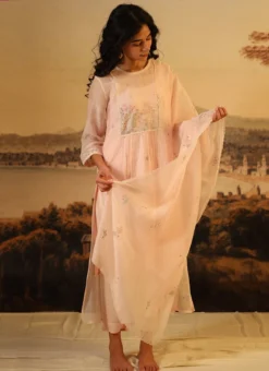 Ivory Pink Chanderi Silk Embroidered Dupatta Party Wear -Mahra Clothing Shop ivory pink chanderi silk embroidered dupatta dpbadcsduip01 u