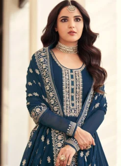 Jasmin Bhasin Teal Blue Georgette Embroidery Floor Anarkali Suit Party Wear -Mahra Clothing Shop jasmin bhasin teal blue georgette embroidery floor anarkali suit slska424916061 b
