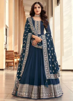 Jasmin Bhasin Teal Blue Georgette Embroidery Floor Anarkali Suit Party Wear -Mahra Clothing Shop jasmin bhasin teal blue georgette embroidery floor anarkali suit slska424916061 u