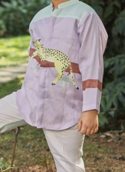 Lavender N Green Pure Cotton Printed Co Ords Set Party Wear