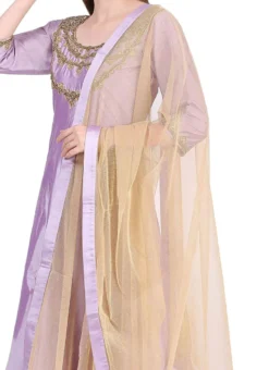Lavender Taffeta Silk Embroidery Anarkali Suit Party Wear