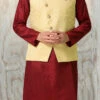 Light Beige Jacquard Silk Nehru Jacket