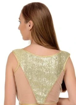 Light Gold Net Sequins Blouse Festive Wear -Mahra Clothing Shop light gold net sequins blouse bldiw8 b