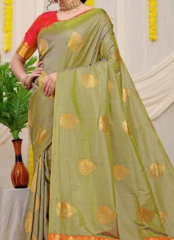 Light Green Color Patola Silk Zari Weaving Work Saree Party Wear