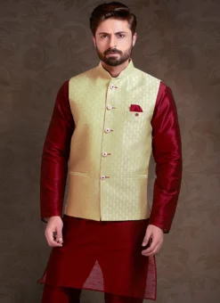 Light Green Jacquard Nehru Jacket -Mahra Clothing Shop light green jacquard nehru jacket jkmmdcj383 b