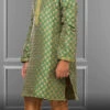 Light Green Jacquard Silk Boys Kurta Pyjama Party Wear