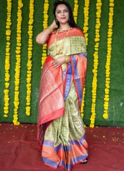 Light Green Kancheepuram Silk Zari Weaving Work Saree Festive Wear -Mahra Clothing Shop light green kancheepuram silk zari weaving work saree sasom11 u