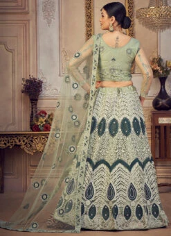 Light Green Net Embroidery Umbrella Lehenga Party Wear -Mahra Clothing Shop light green net embroidery umbrella lehenga ghswe00101045 b