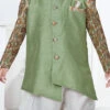 Light Green Silk Printed Work Indowestern Sherwani Party Wear