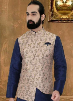 Light Pink Brocade Nehru Jacket -Mahra Clothing Shop light pink brocade nehru jacket jmkmdc484 b