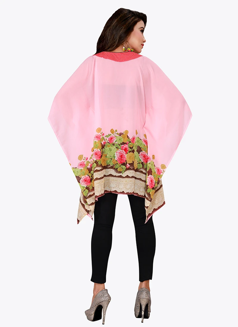 Light Pink Georgette Kaftan After Six Wear 4 Light Pink Georgette Kaftan After Six Wear - Image 4