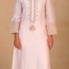 Light Pink Pure Chanderi Silk Embroidered Kurta Semi Palazzo Set Party Wear