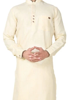 Cream Linen Cotton Pathani Set