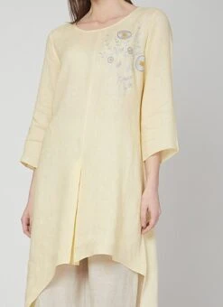 Light Yellow Linen Kurta Palazzo Set Work Wear