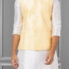 Light Yellow Linen Silk Nehru Jacket