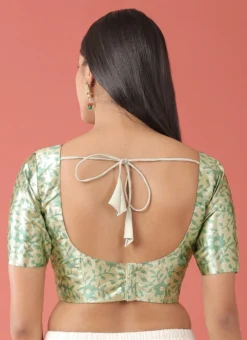 Lime Green Polyster Printed Readymade Blouse Party Wear -Mahra Clothing Shop lime green polyster printed readymade blouse blspfb207lg b