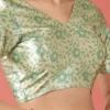 Lime Green Polyster Printed Readymade Blouse Party Wear