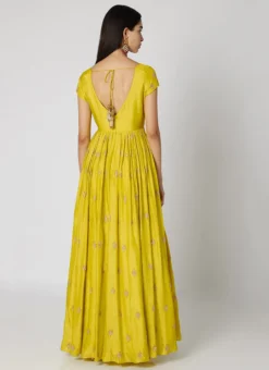 Lime Green Pure Chanderi Silk Zari Work Anarkali Suit Party Wear -Mahra Clothing Shop lime green pure chanderi silk zari work anarkali suit sldvcsvak204 b