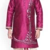 Magenta Dupion Silk Embroidered Kurta Pyjama Party Wear