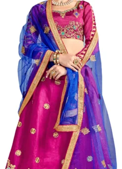Magenta Embroidered A Line Lehenga Wedding Wear