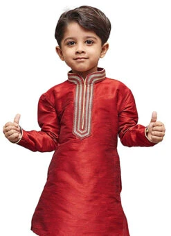 Maroon Art Silk Kurta Pyjama -Mahra Clothing Shop maroon art silk kurta pyjama kddmf732 b