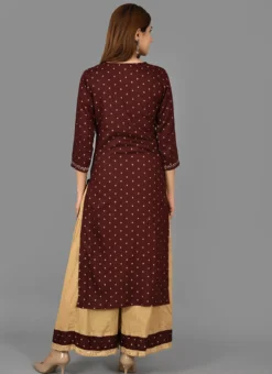 Maroon Cotton Printed Kurta Sharara Set After Six Wear -Mahra Clothing Shop maroon cotton printed kurta sharara set krsjnc294 b