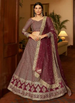 Maroon Crepe Embroidered N Sequins Umbrella Lehenga Party Wear -Mahra Clothing Shop maroon crepe embroidered n sequins umbrella lehenga ghsak41677307 u