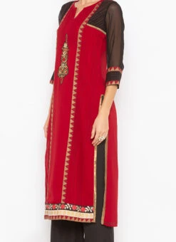 Maroon Georgette Embroidered Kurta Palazzo Set After Six Wear