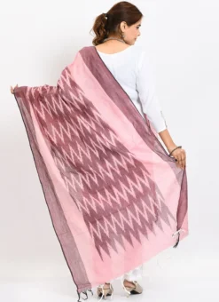 Maroon Handloom Cotton Ikkat Printed Dupatta Work Wear -Mahra Clothing Shop maroon handloom cotton ikkat printed dupatta dpdmimfd136 b
