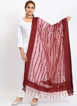 Maroon Organza Cotton Mirror Embroidery Dupatta Work Wear -Mahra Clothing Shop maroon organza cotton mirror embroidery dupatta dpdmimfd131 u