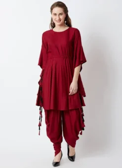Maroon Rayon Dhoti Set Work Wear -Mahra Clothing Shop maroon rayon dhoti set krsdmf922m u