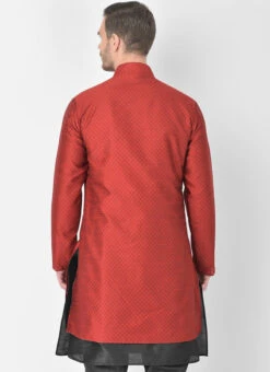 Maroon Textured Dupion Silk Nehru Jacket -Mahra Clothing Shop maroon textured dupion silk nehru jacket jkdmk4940 b