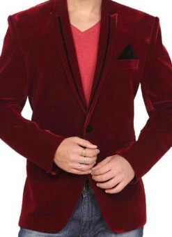 Maroon Velvet Blazer