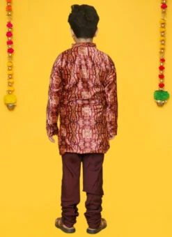 Maroon Velvet Printed Kids Boys Classic Sherwani Party Wear -Mahra Clothing Shop maroon velvet printed kids boys classic sherwani kdbfnfcb054 b