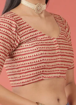 Maroon Viscose Rayon Printed Readymade Blouse Party Wear