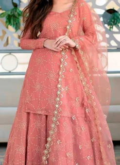 Mauve Faux Georgette Sequins Umbrella Lehenga Party Wear