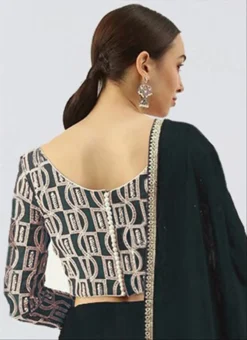 Mehndi Green Embroidered Boat Neck Blouse Party Wear -Mahra Clothing Shop mehndi green embroidered boat neck blouse BLBS02305262 b