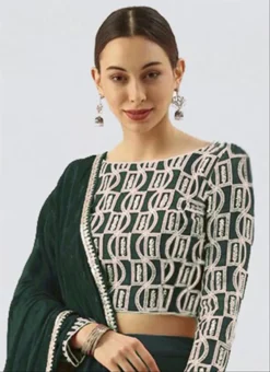 Mehndi Green Embroidered Boat Neck Blouse Party Wear -Mahra Clothing Shop mehndi green embroidered boat neck blouse BLBS02305262 u