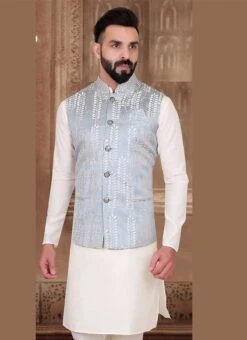 Mint Blue Silk Nehru Jacket -Mahra Clothing Shop mint blue silk nehru jacket jmkmdc7550 b