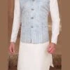 Mint Blue Silk Nehru Jacket